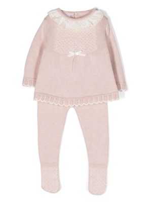 Paz Rodriguez fine-knit bib-collar babygrow set - Pink
