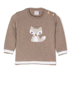 Paz Rodriguez fox-knit wool jumper - Brown