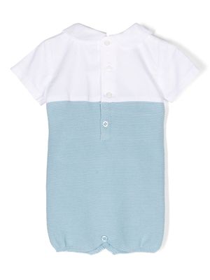 Paz Rodriguez knitted-panel short-sleeve romper - Blue