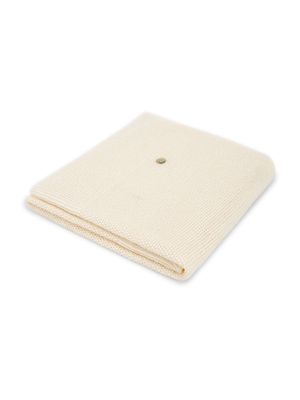 Paz Rodriguez logo-plaque knitted cotton blanket - Neutrals