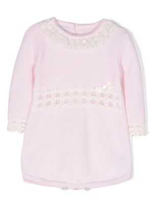 Paz Rodriguez open-knit cotton romper - Pink