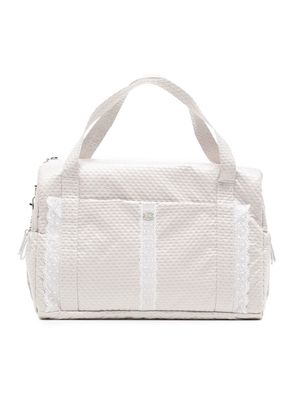 Paz Rodriguez textured lace-trim changing bag - White