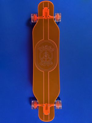 Peace And Love-Print Skateboard - Orange - Orange