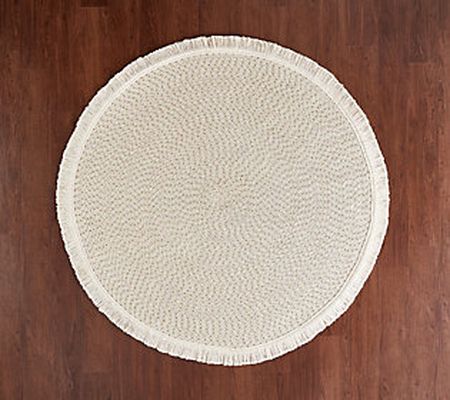 Peace Love World Hand Braided Fringe 5-Foot Round Rug