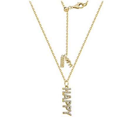 Peace Love World Pave Happy Pendant w/ Chain, 1 4K Clad