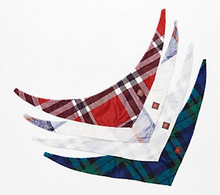 Peace Love World Set of 4 Plaid Pet Bandanas, X-Small/Small