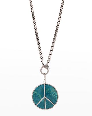 Peace Pendant Curb Chain Necklace