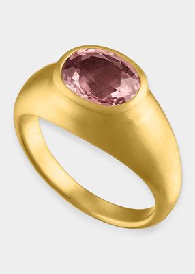 Peach Sapphire Faceted Roz Ring