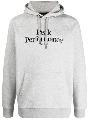 Peak Performance logo-print long-sleeved cotton hoodie - Grey