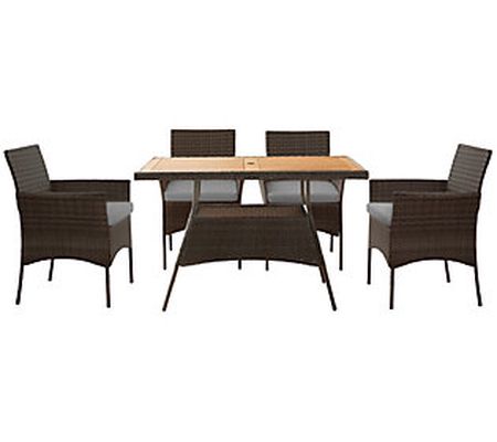 Peaktop 5-Piece Patio Dining Set with Cushions and Armchair