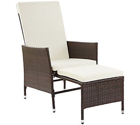 Peaktop Patio Chair with Pull-Out Ottoman and C ushions