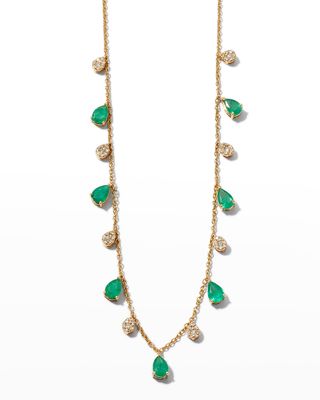 Pear Emerald and Diamond Shaker Necklace