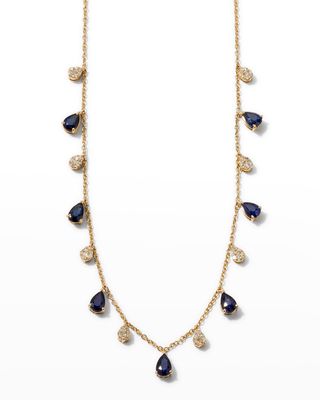 Pear Sapphire and Diamond Shaker Necklace
