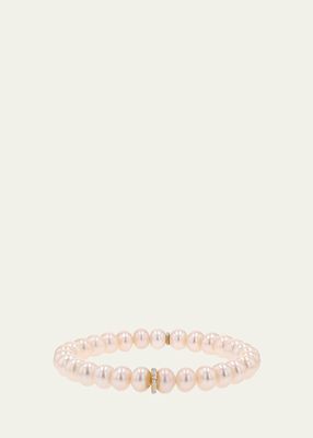 Pearl 8mm Beaded Bracelet with Pave Diamond Rondelle