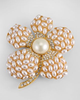 Pearl and Crystal Flower Pin