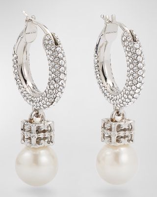 Pearl and Crystal Small Hoop Earrings