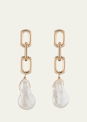 Pearl Drop Earrings with 18K Yellow Gold Plating