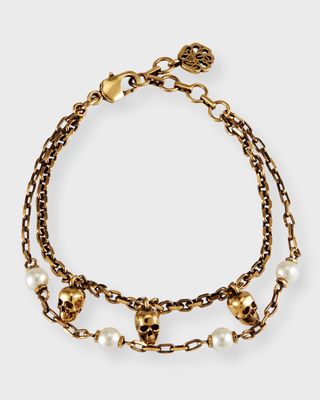 Pearl N Skull Bracelet