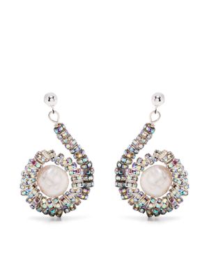 Pearl Octopuss. Y Mini Lumaca crystal earrings - Silver