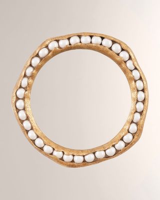 Pearl Round Mirror, Gold Leaf