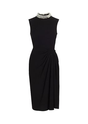 Pearl Sleeveless Crepe Cocktail Dress