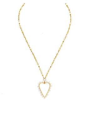 Pearla 24K-Gold-Plated & Freshwater Pearl Heart Pendant Necklace