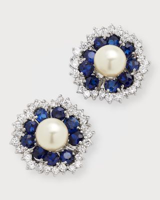 Pearly Center Cluster Earrings