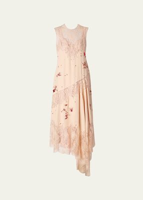 Pearly Crystal Lace Slip Midi Cocktail Dress
