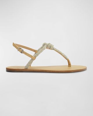 Pearly Crystal T-strap Slingback Sandals