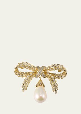 Pearly Drop Bow Brooch