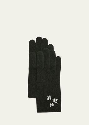 Pearly Embellished Cashmere Gloves