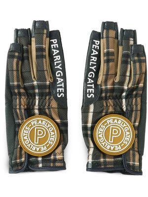 PEARLY GATES logo-appliqué plaid gloves - Neutrals