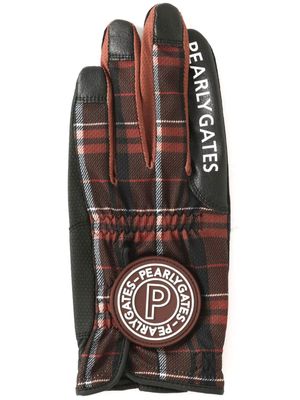 PEARLY GATES logo-appliqué plaid gloves - Red
