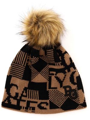 PEARLY GATES logo-intarsia pompom beanie - Brown