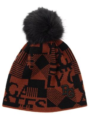 PEARLY GATES logo-intarsia pompom beanie - Red