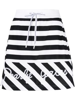 PEARLY GATES logo-print striped miniskirt - Black