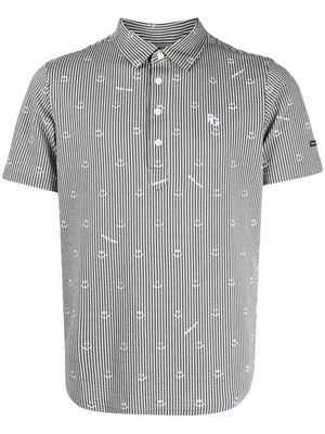 PEARLY GATES motif-embroidered pinstriped polo shirt - Grey