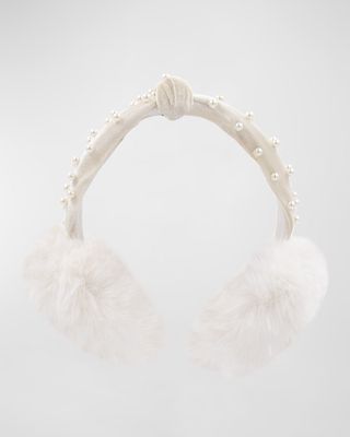 Pearly Knotted Velvet & Faux Fur Ear Muffs
