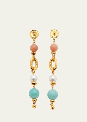 Pearly, Rose Quartz and Amazonite Earrings