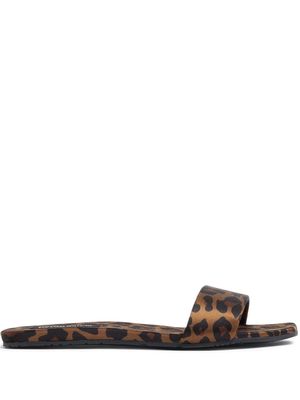 Pedro Garcia cheeta-print silk sandals - Brown