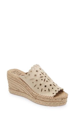 Pedro Garcia Onix Embroidered Espadrille Wedge Sandal in Shore Satin