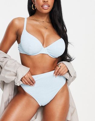 Peek & Beau Fuller Bust Exclusive mix and match underwired bikini top in baby blue scrunch