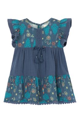 Peek Aren'T You Curious Embroidered Cotton Gauze Dress in Navy