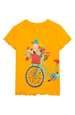 Peek Aren'T You Curious Kids' Bicycle Embellished T-Shirt in Orange