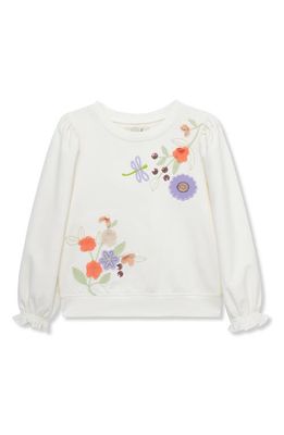 Peek Aren'T You Curious Kids' Floral Appliqué Sweatshirt in Off-White 