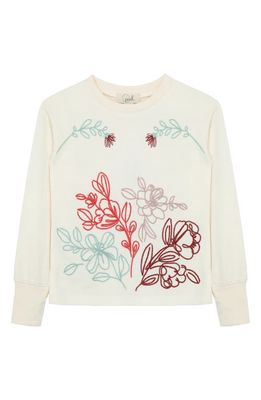 Peek Aren'T You Curious Kids' Floral Embroidered Thermal Sweater in Off-White