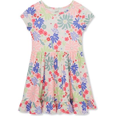 Peek Aren'T You Curious Kids' Floral Print Flounce Hem Dress in Green Floral Multi 