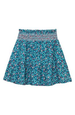 Peek Aren'T You Curious Kids' Floral Smocked Cotton Skirt in Turquoise Print