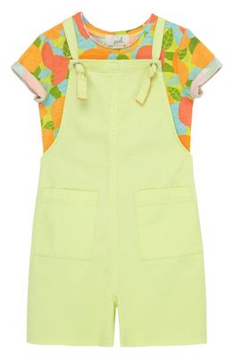 Peek Aren'T You Curious Kids' Fruit Print T-Shirt & Cotton Overalls Set in Lime