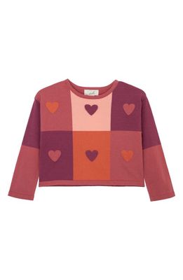 Peek Aren'T You Curious Kids' Intarsia Heart Sweater in Pink/Burgundy Multi